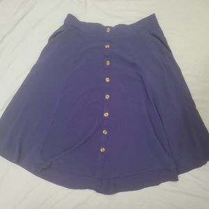 Torrid Navy Challis Button Midi Skirt with Pockets